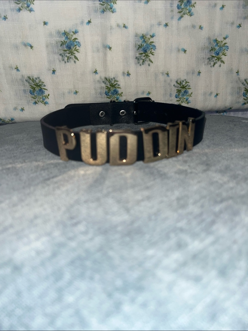 Harley Quinn PUDDIN Gold Letter Black Leather Necklace - Brand Unspecified
